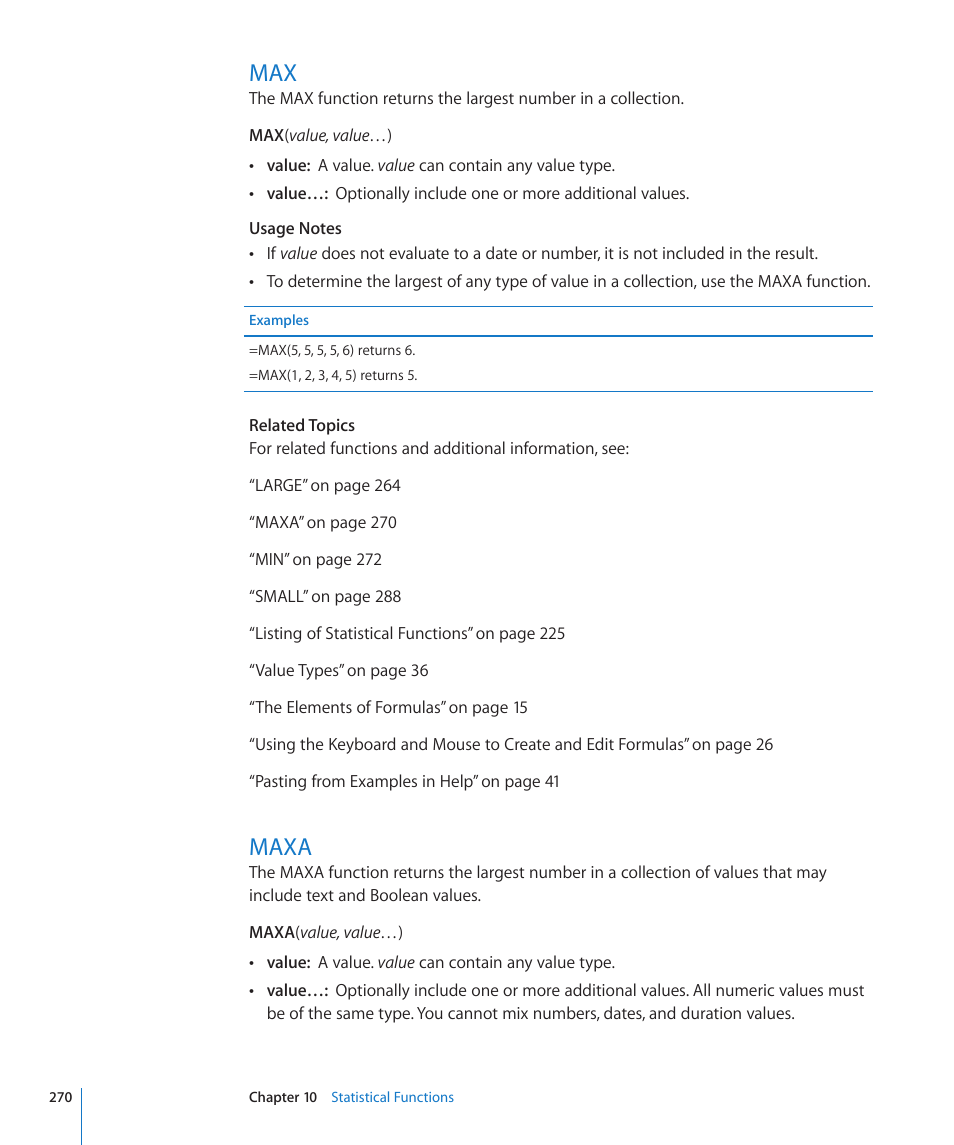 Maxa, 270 max 270 maxa | Apple iWork '09 User Manual | Page 270 / 372