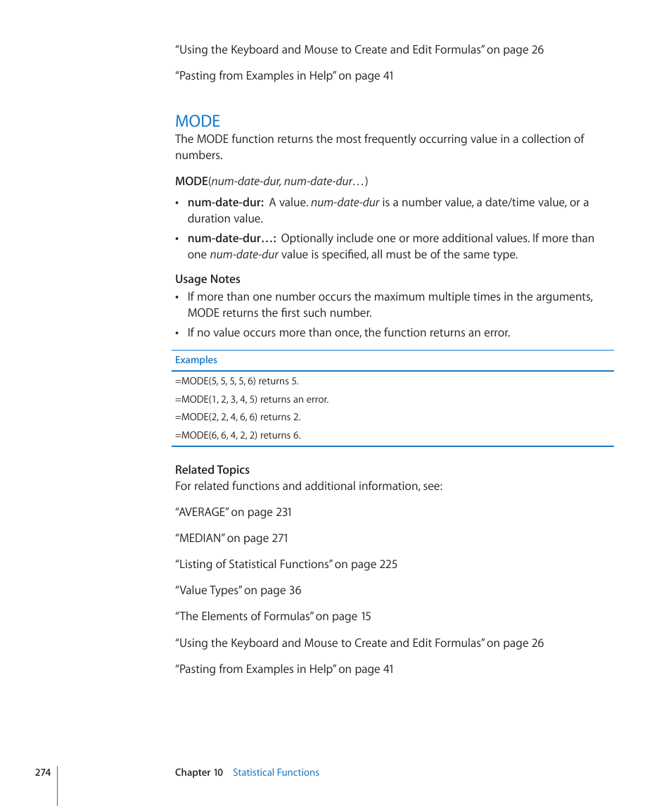 Mode, 274 mode | Apple iWork '09 User Manual | Page 274 / 372