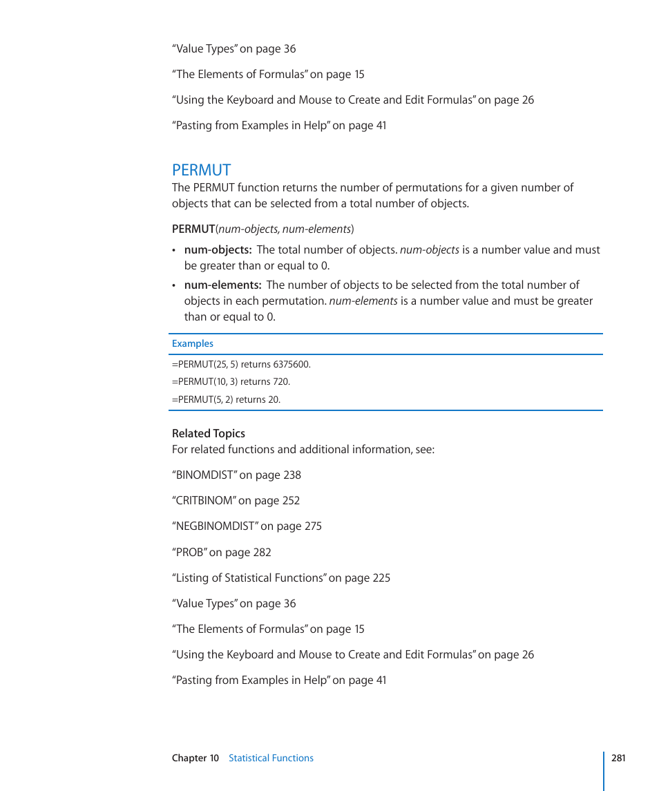 Permut, 281 permut | Apple iWork '09 User Manual | Page 281 / 372