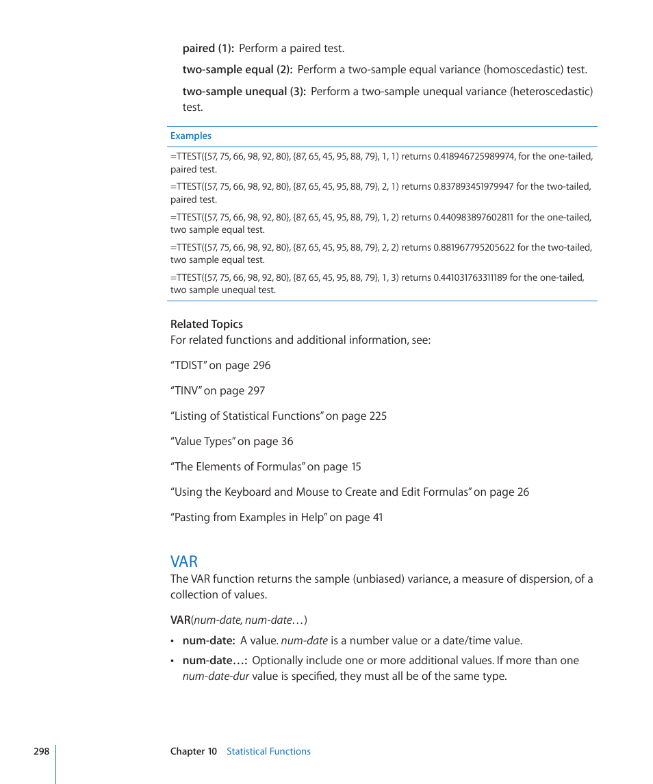 298 var | Apple iWork '09 User Manual | Page 298 / 372