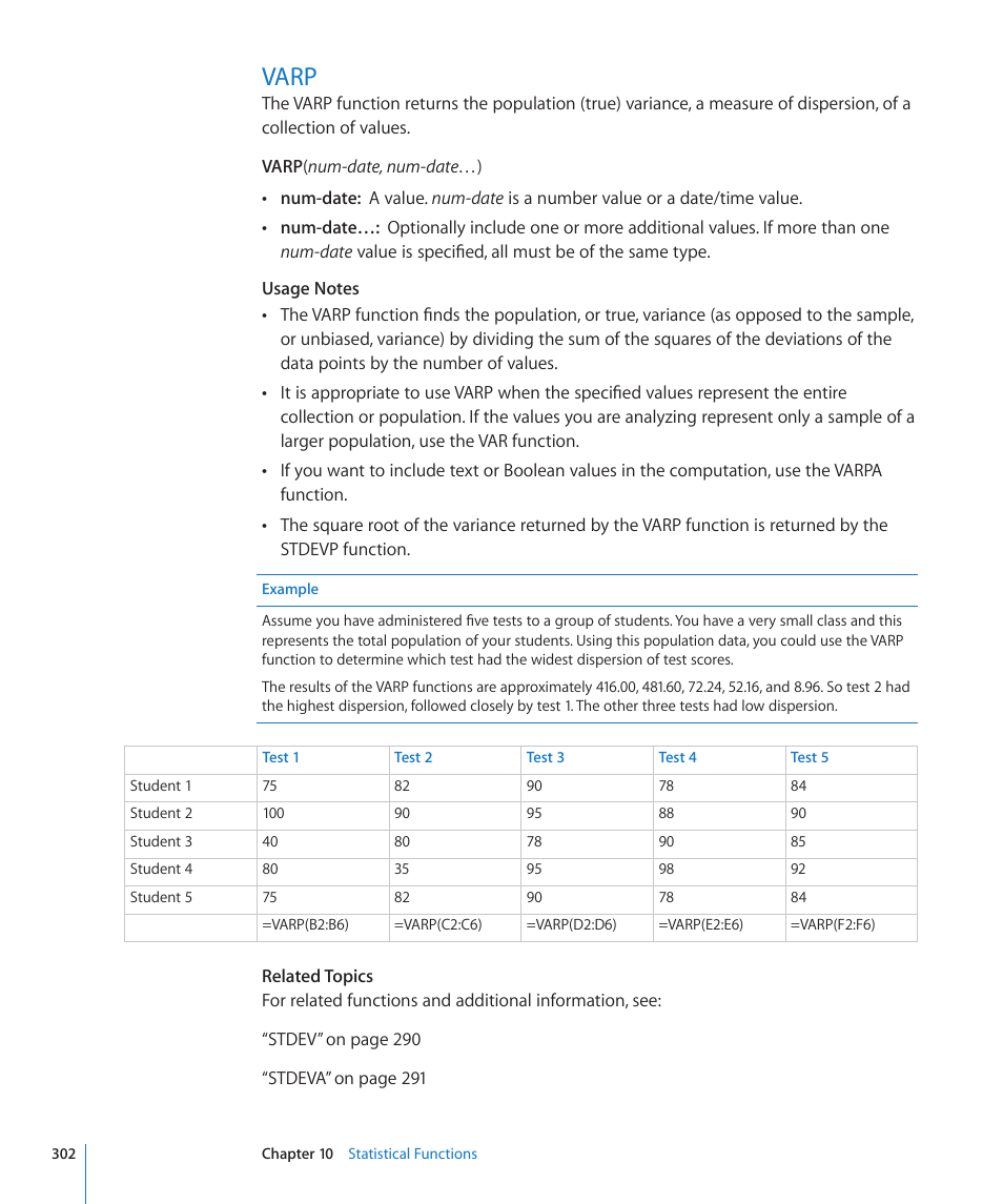 Varp, 302 varp | Apple iWork '09 User Manual | Page 302 / 372