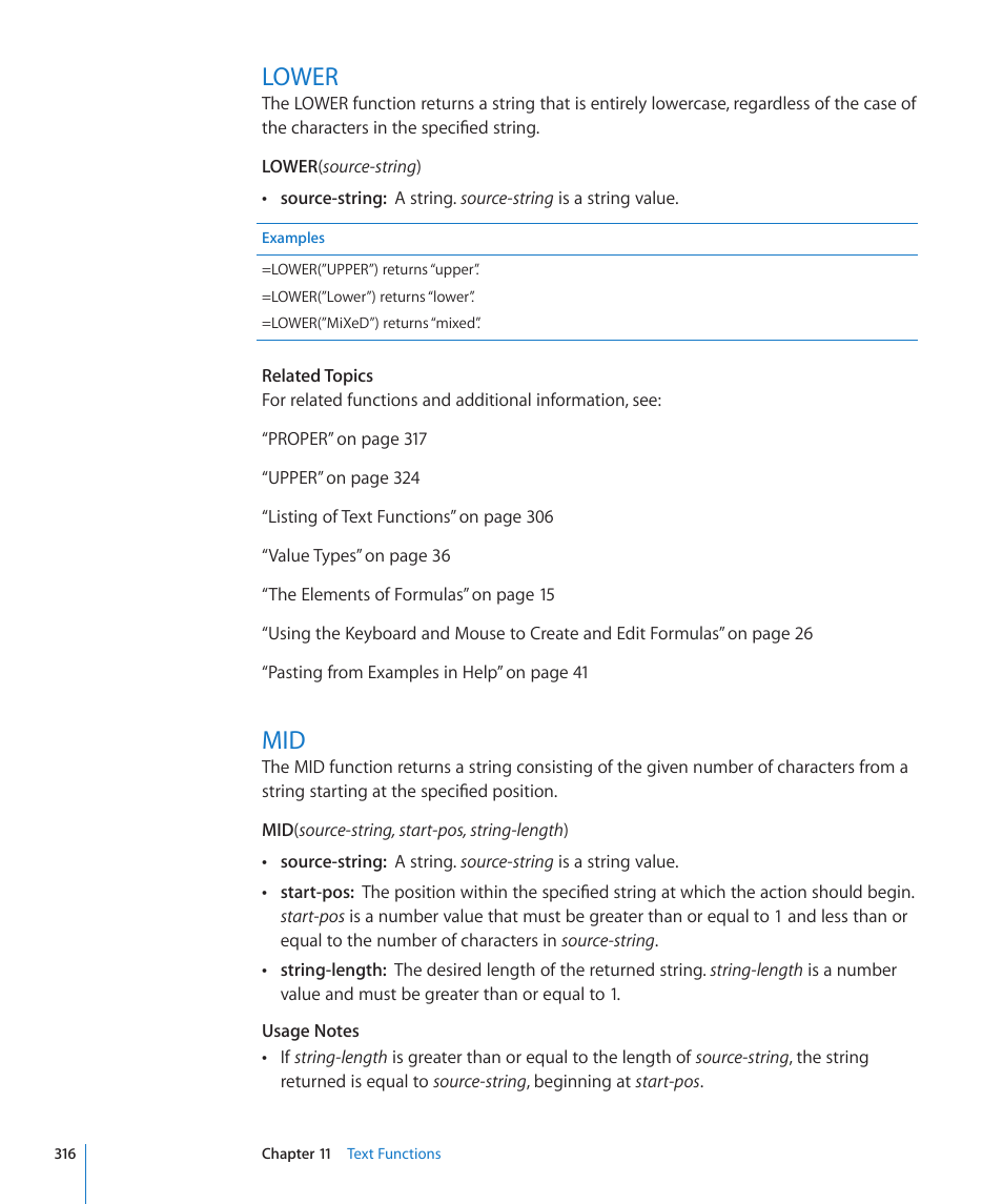Lower, 316 lower 316 mid | Apple iWork '09 User Manual | Page 316 / 372