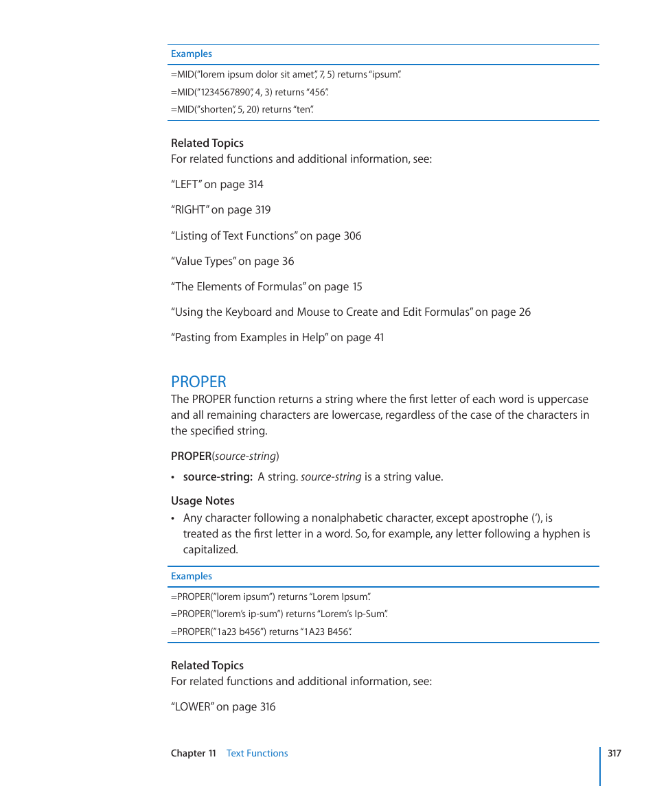 Proper, 317 proper | Apple iWork '09 User Manual | Page 317 / 372
