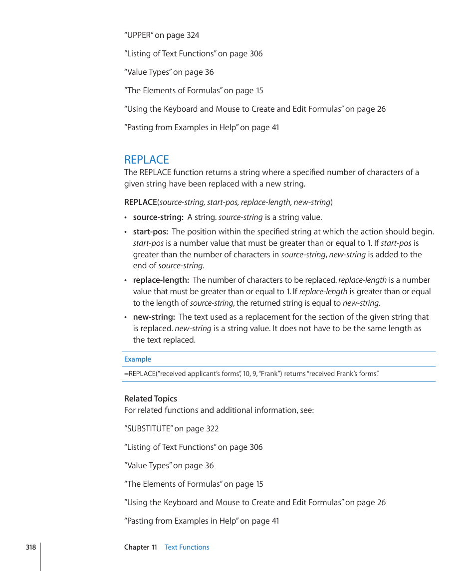 Replace, 318 replace | Apple iWork '09 User Manual | Page 318 / 372