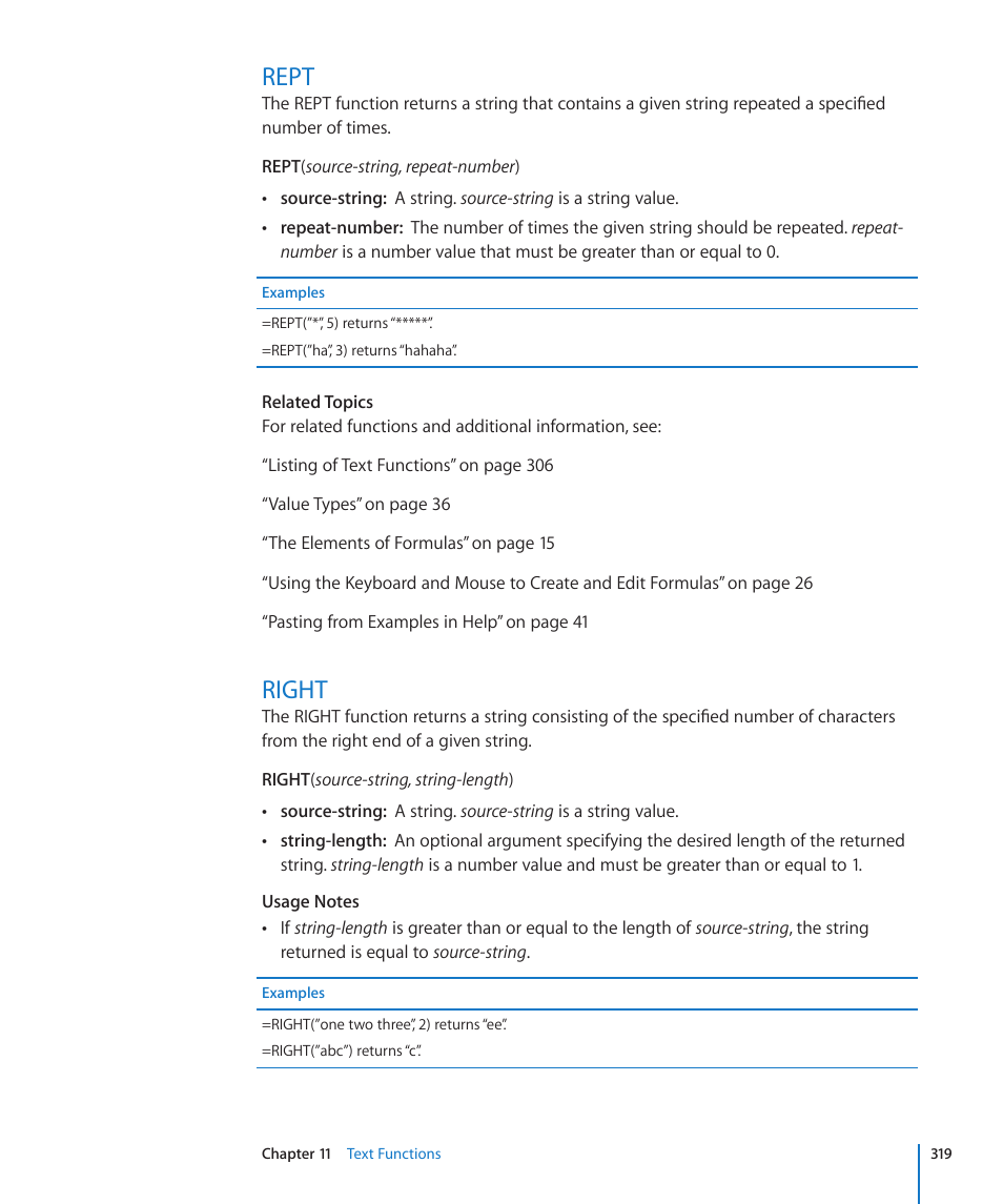 Rept, Right, 319 rept 319 right | Apple iWork '09 User Manual | Page 319 / 372