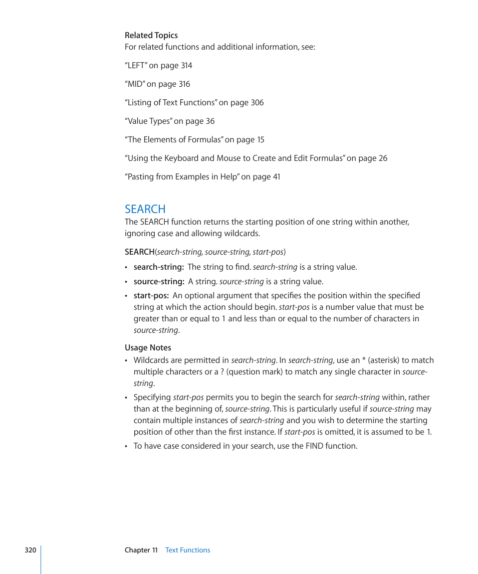 Search, 320 search | Apple iWork '09 User Manual | Page 320 / 372