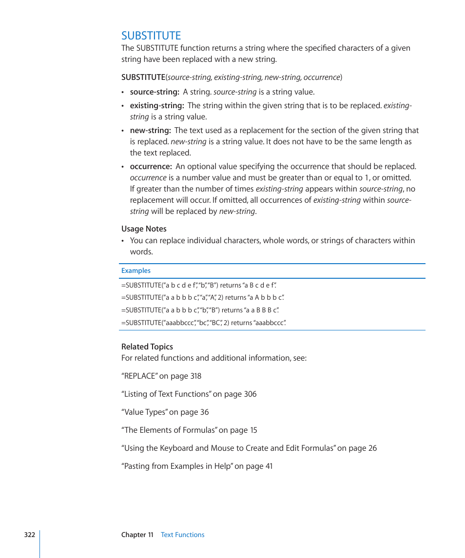 Substitute, 322 substitute | Apple iWork '09 User Manual | Page 322 / 372