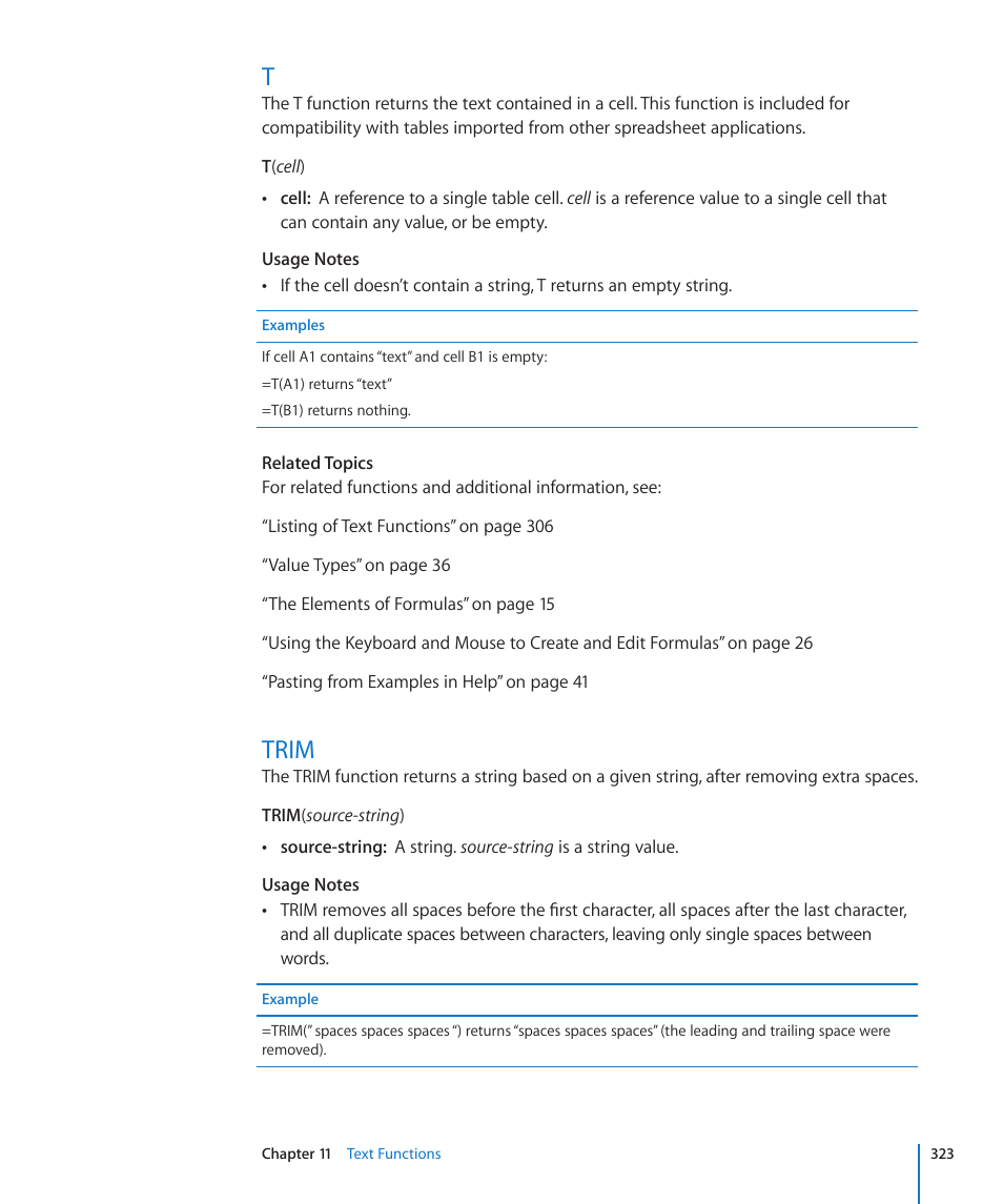 Trim, 323 t 323 trim | Apple iWork '09 User Manual | Page 323 / 372