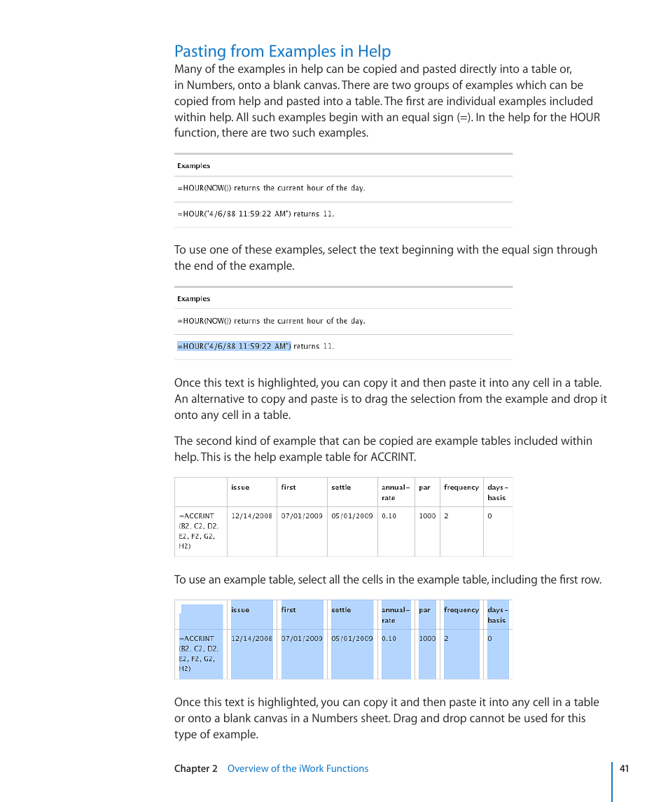 Pasting from examples in help, 41 pasting from examples in help | Apple iWork '09 User Manual | Page 41 / 372