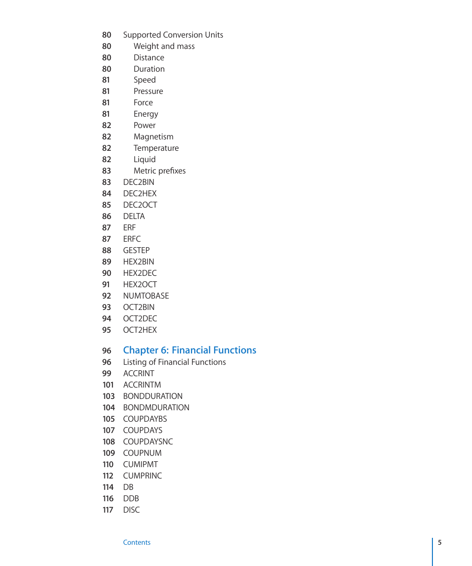 Chapter 6: financial functions | Apple iWork '09 User Manual | Page 5 / 372