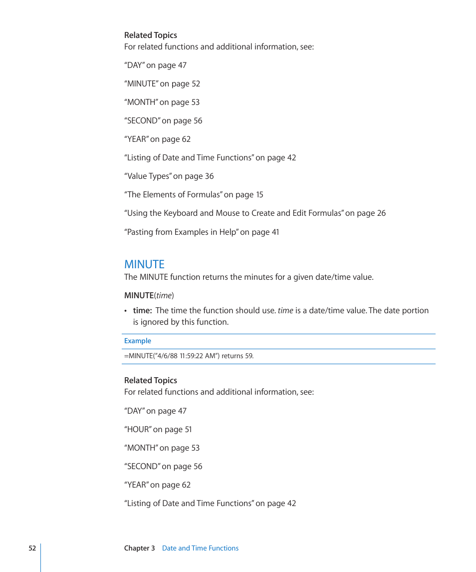 Minute, 52 minute | Apple iWork '09 User Manual | Page 52 / 372