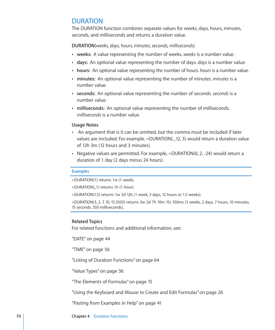 Duration, 70 duration | Apple iWork '09 User Manual | Page 70 / 372