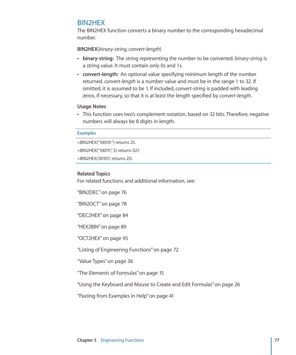 Bin2hex, 77 bin2hex | Apple iWork '09 User Manual | Page 77 / 372