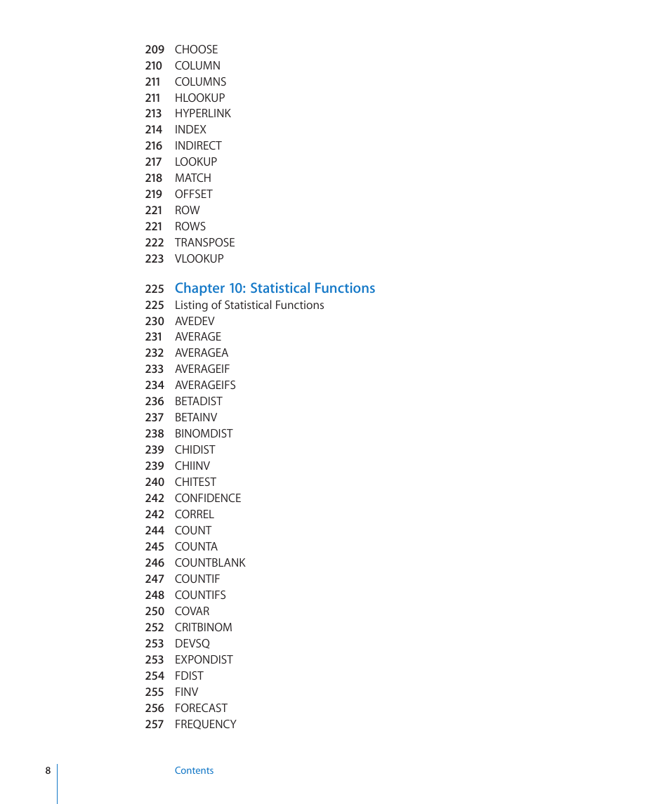 Chapter 10: statistical functions | Apple iWork '09 User Manual | Page 8 / 372