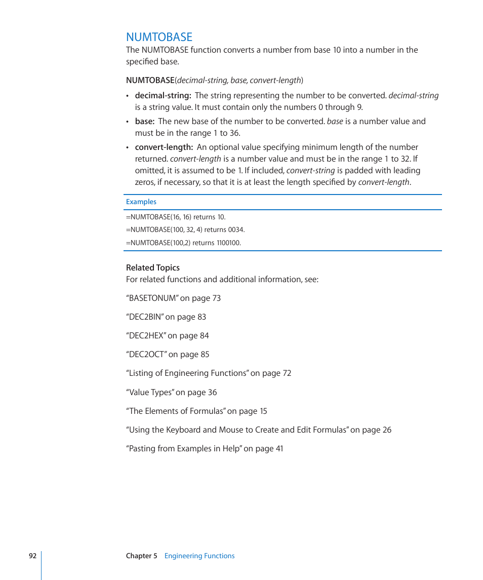 Numtobase, 92 numtobase | Apple iWork '09 User Manual | Page 92 / 372
