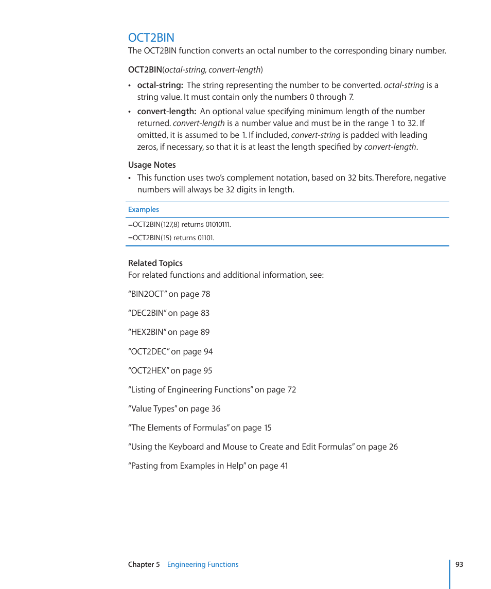 Oct2bin, 93 oct2bin | Apple iWork '09 User Manual | Page 93 / 372