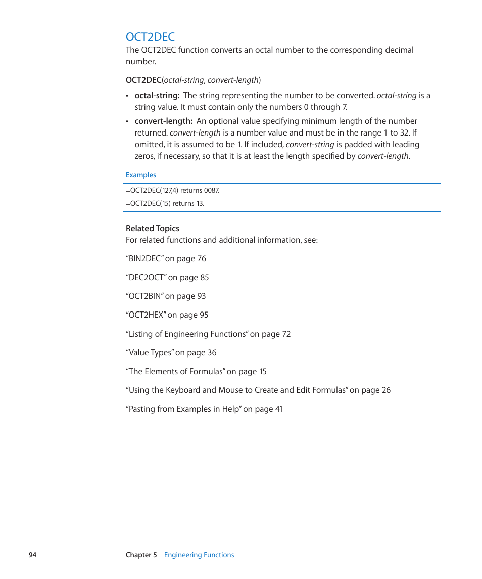 Oct2dec, 94 oct2dec | Apple iWork '09 User Manual | Page 94 / 372