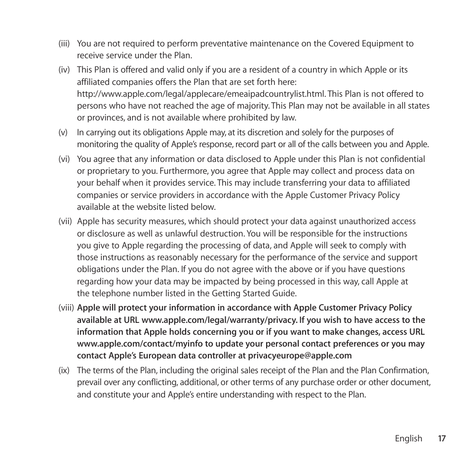 Apple AppleCare Protection Plan for iPad User Manual | Page 17 / 100