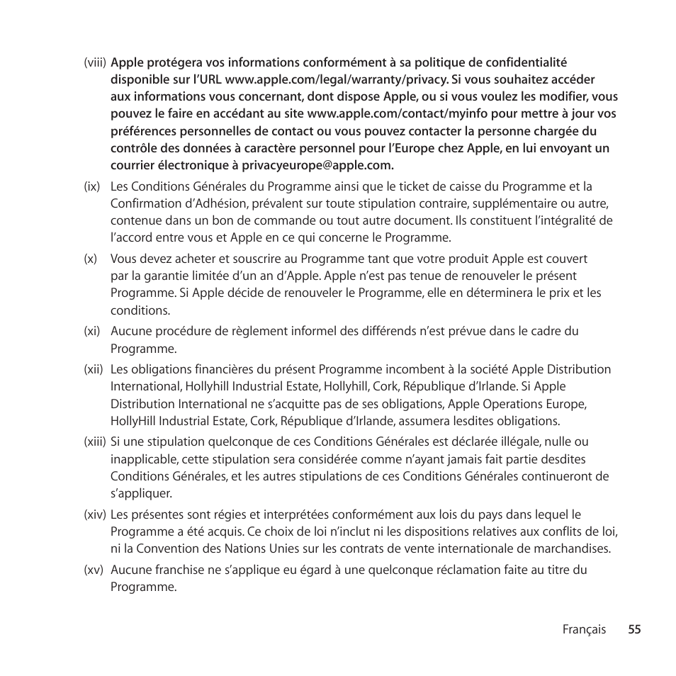 Apple AppleCare Protection Plan for iPad User Manual | Page 55 / 100