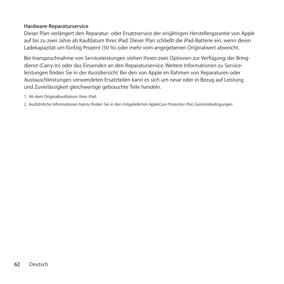Apple AppleCare Protection Plan for iPad User Manual | Page 62 / 100