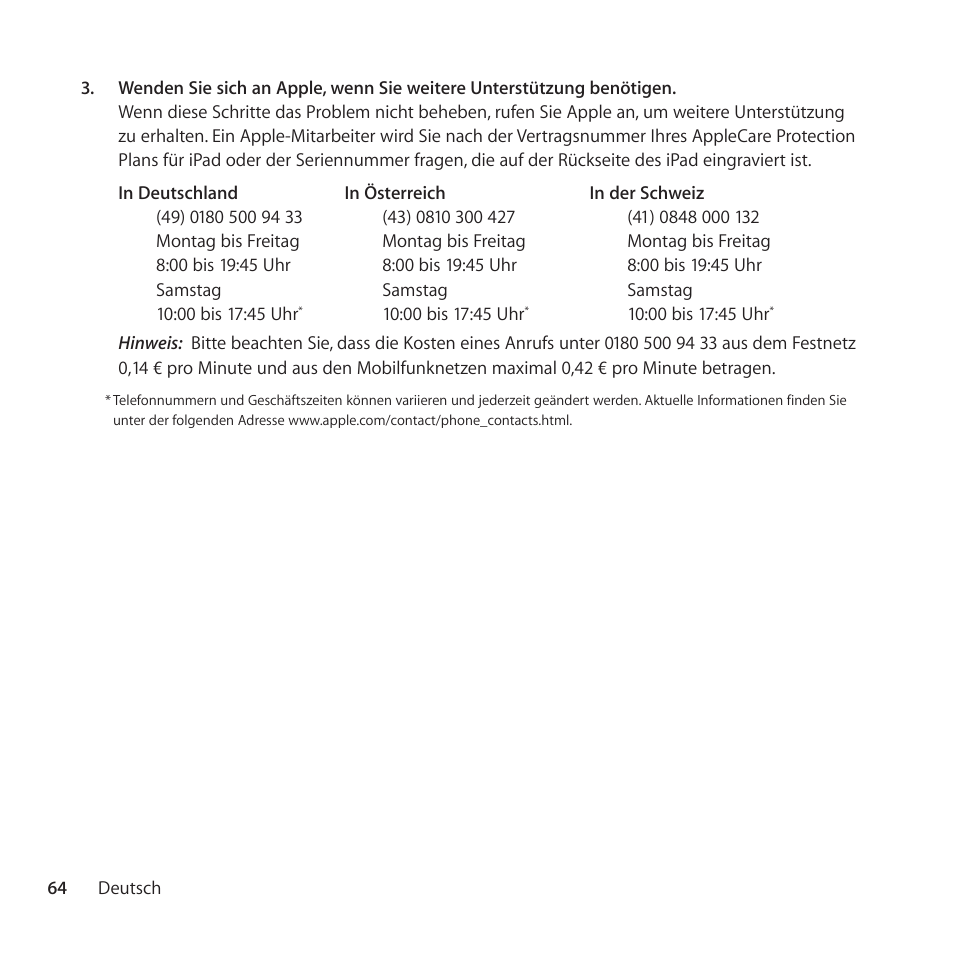 Apple AppleCare Protection Plan for iPad User Manual | Page 64 / 100