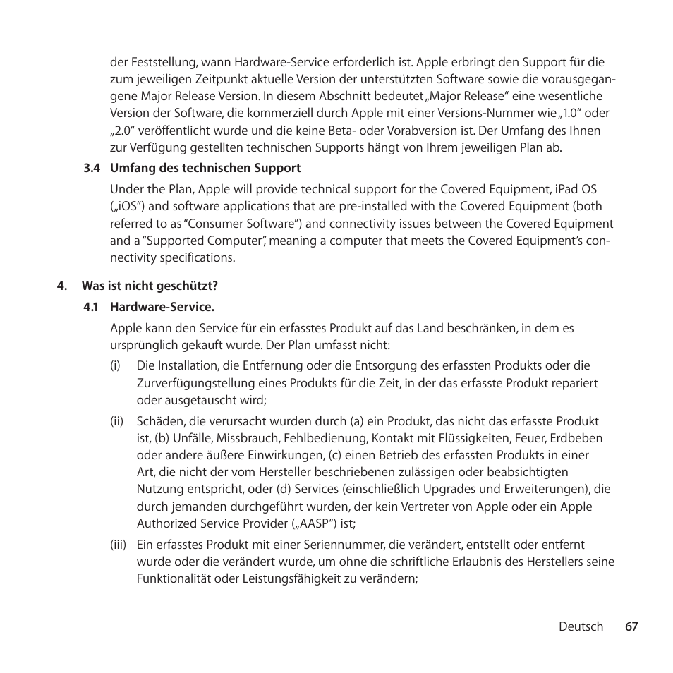 Apple AppleCare Protection Plan for iPad User Manual | Page 67 / 100