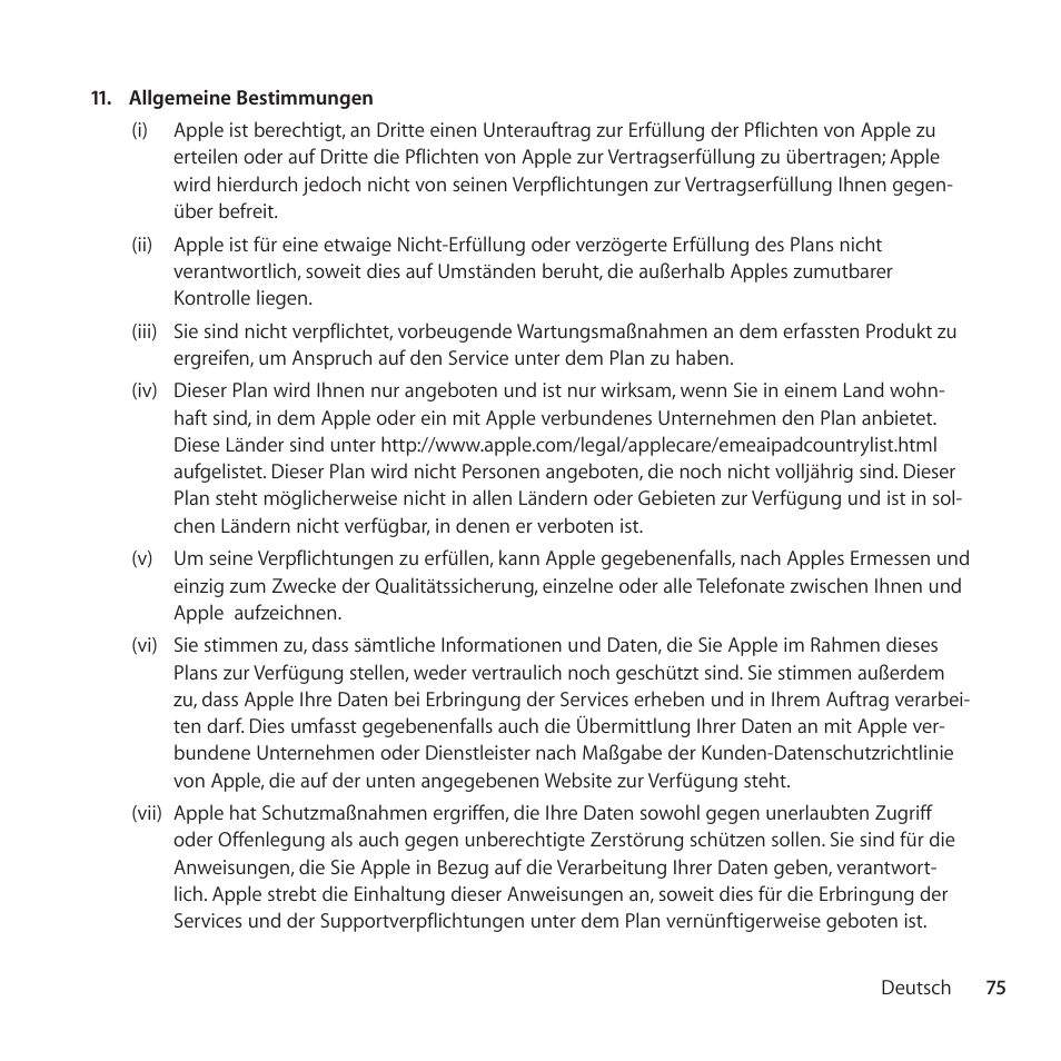 Apple AppleCare Protection Plan for iPad User Manual | Page 75 / 100