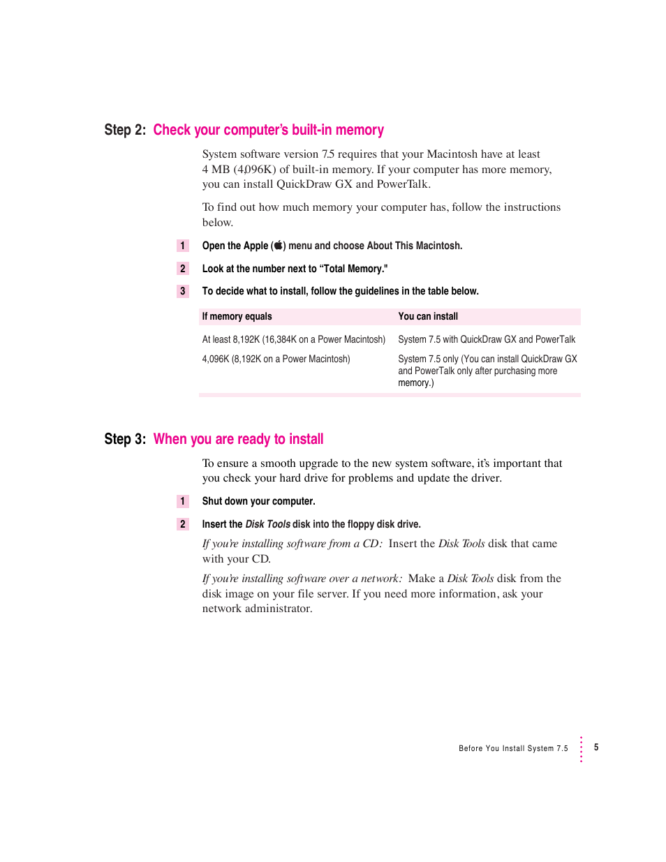 Step 3: when you are ready to install | Apple Macintosh System 7.5 User Manual | Page 11 / 114