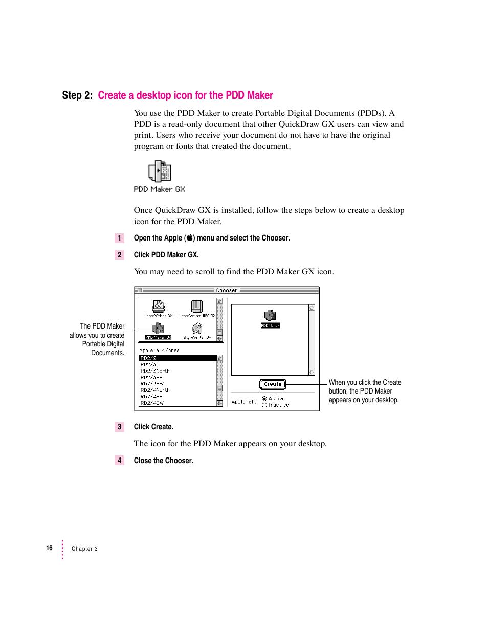 Step 2: create a desktop icon for the pdd maker | Apple Macintosh System 7.5 User Manual | Page 22 / 114