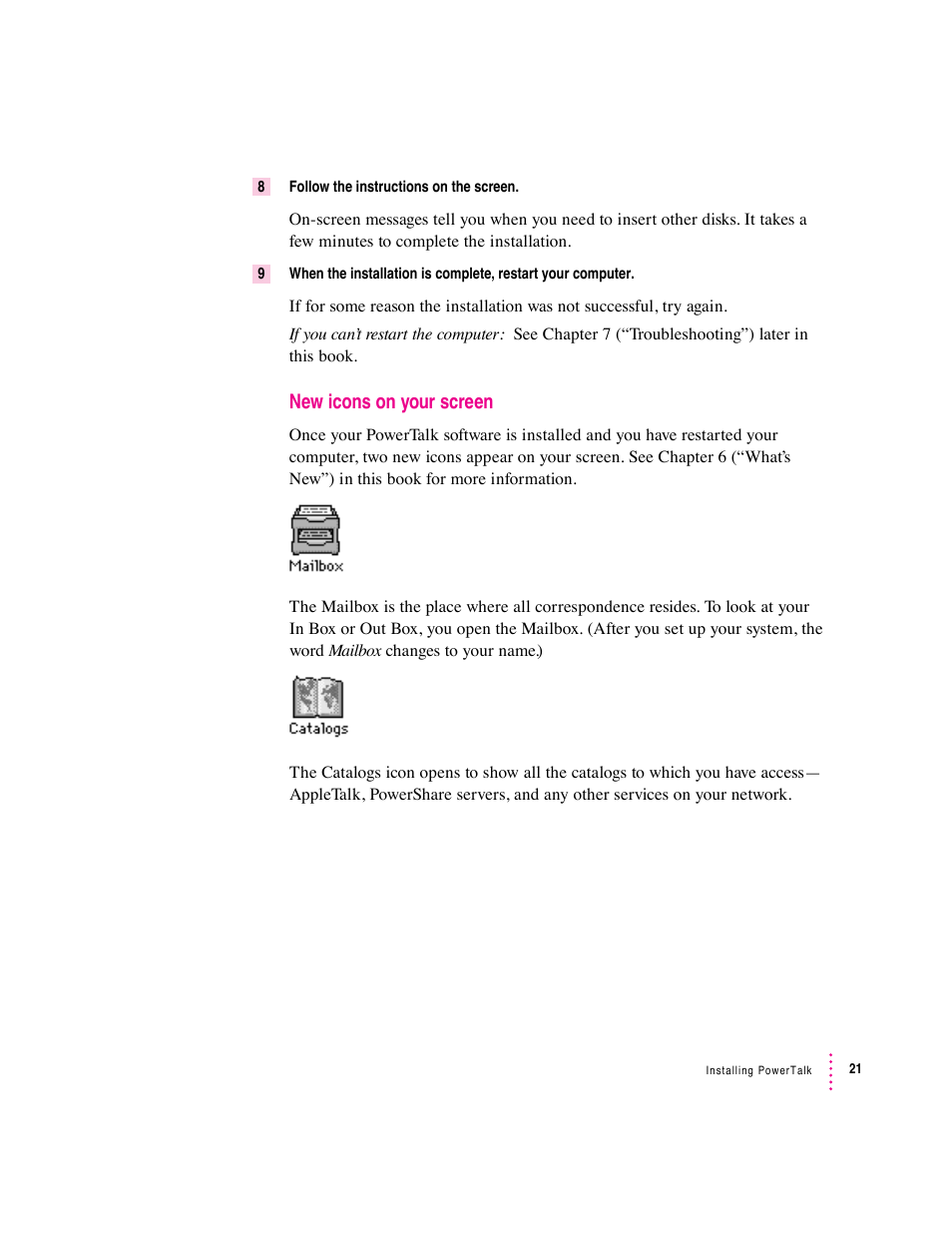 New icons on your screen | Apple Macintosh System 7.5 User Manual | Page 27 / 114