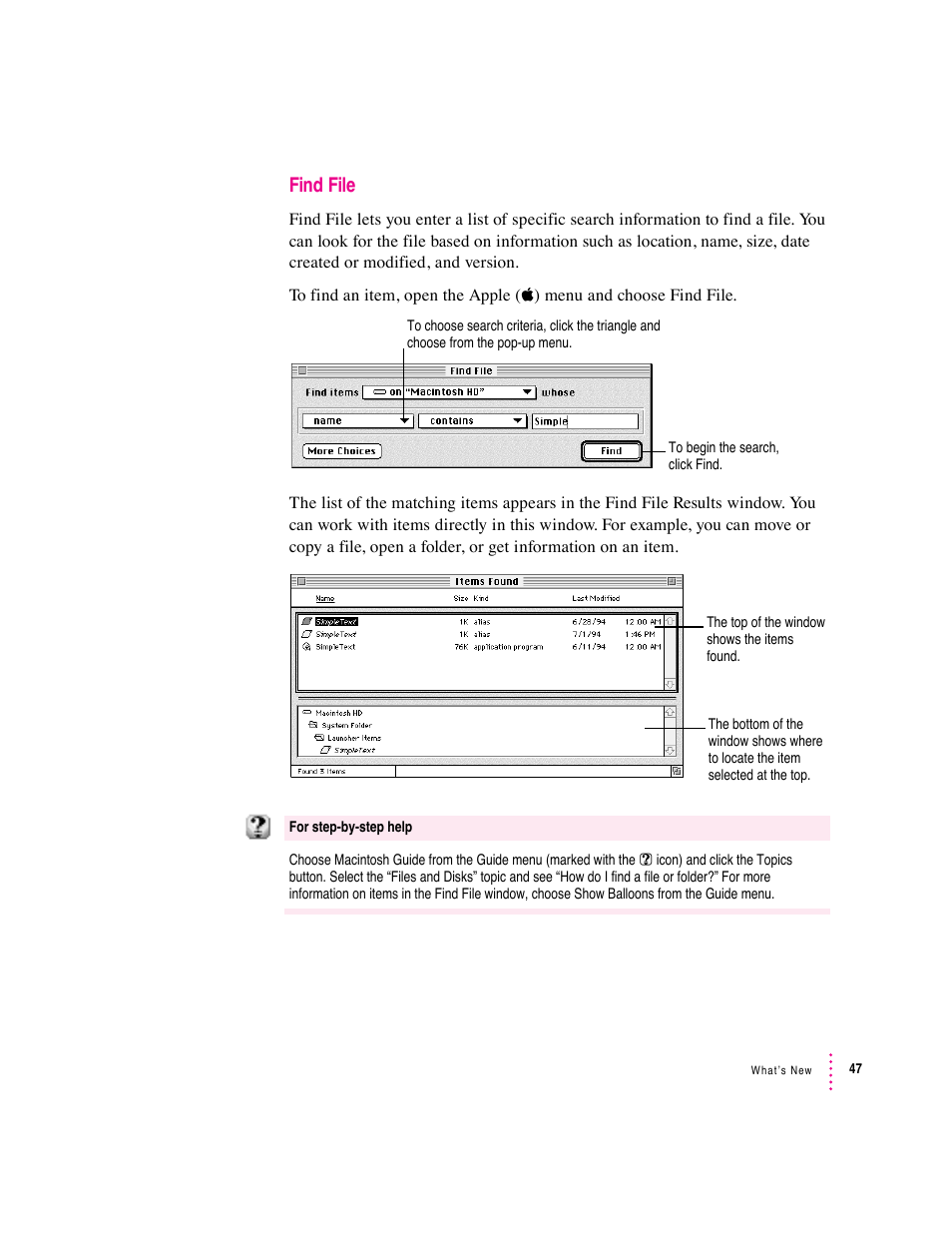 Find file | Apple Macintosh System 7.5 User Manual | Page 52 / 114