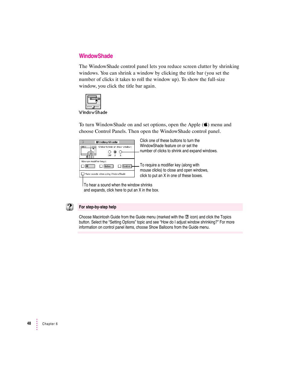 Windowshade | Apple Macintosh System 7.5 User Manual | Page 53 / 114