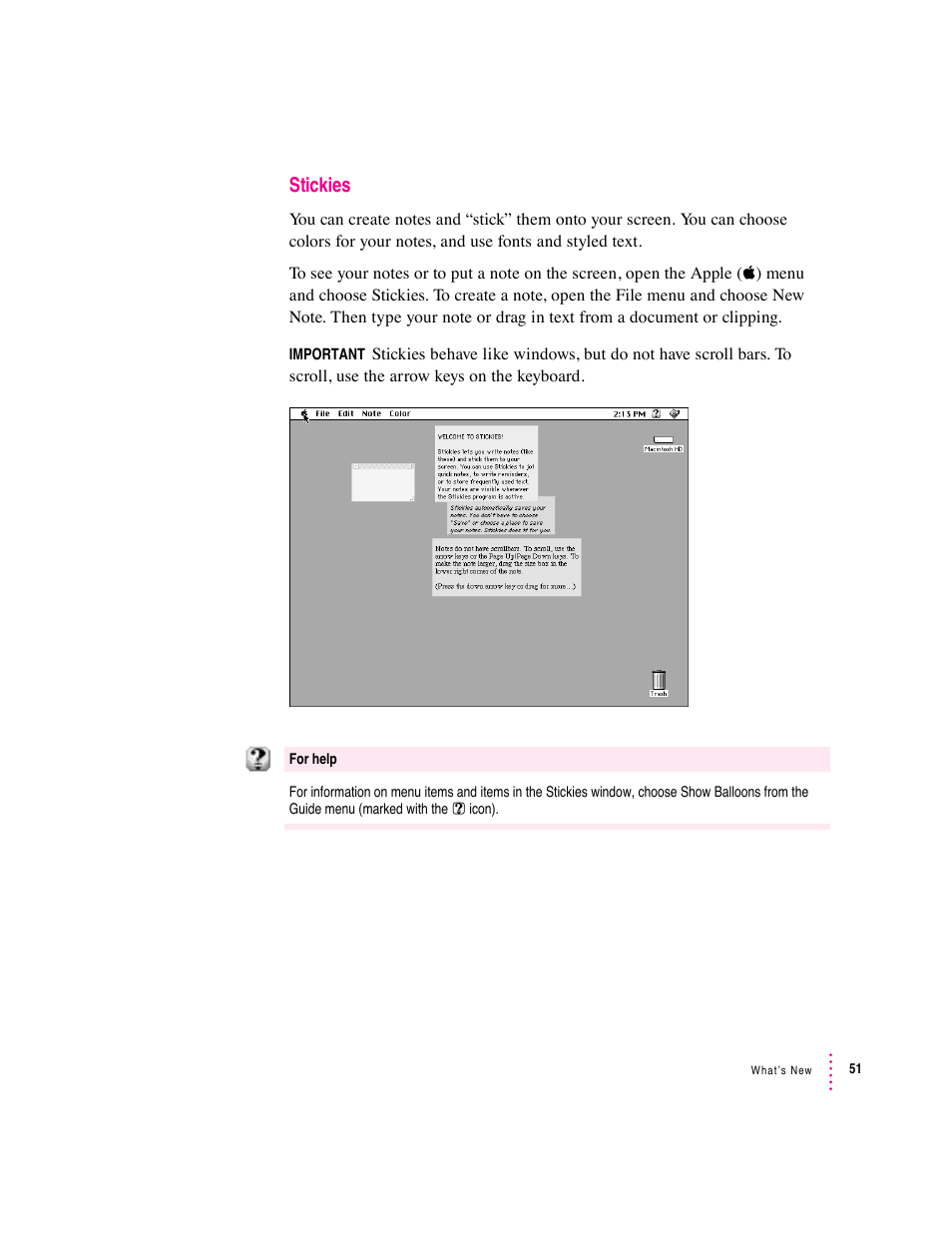 Stickies | Apple Macintosh System 7.5 User Manual | Page 56 / 114