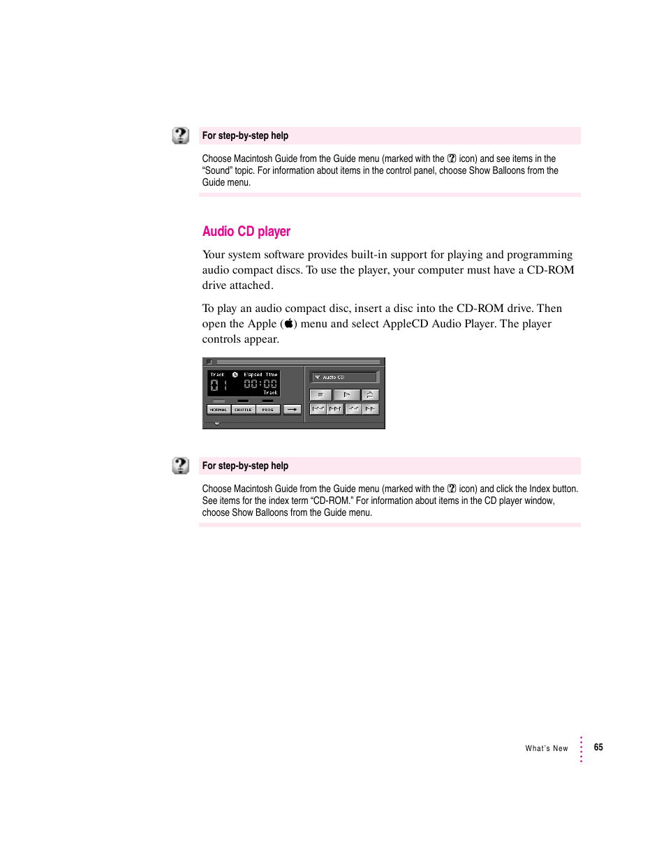 Audio cd player | Apple Macintosh System 7.5 User Manual | Page 70 / 114