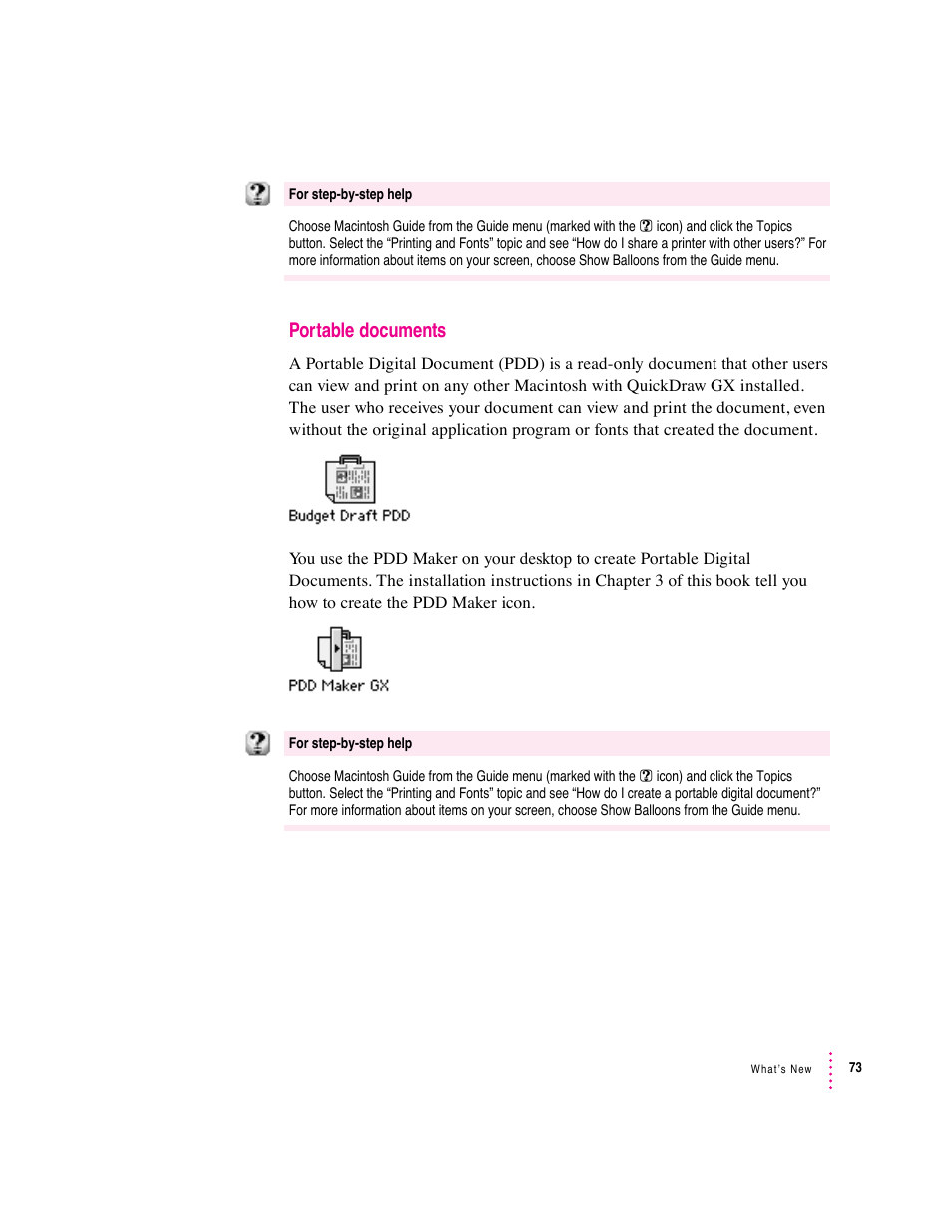 Portable documents | Apple Macintosh System 7.5 User Manual | Page 78 / 114