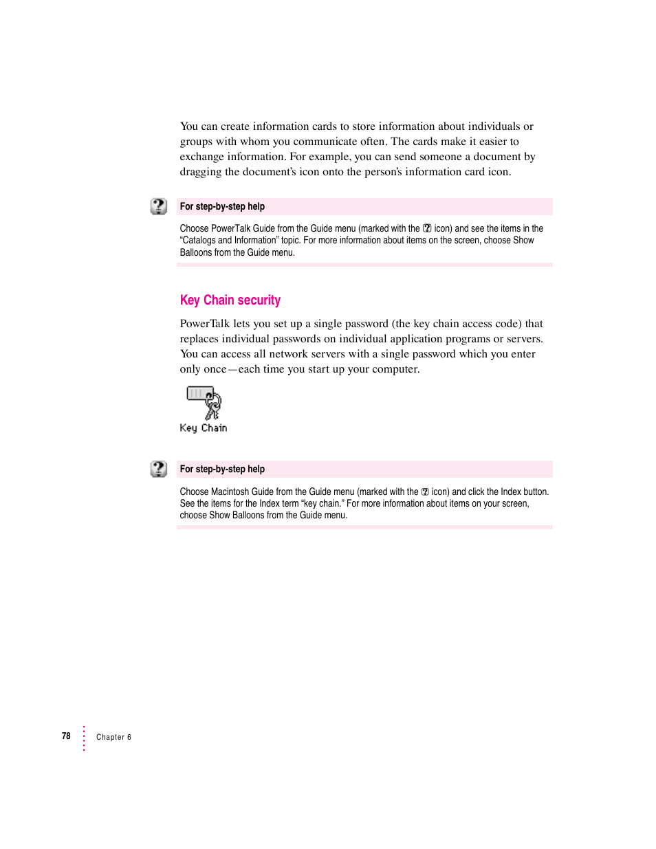 Key chain security | Apple Macintosh System 7.5 User Manual | Page 83 / 114