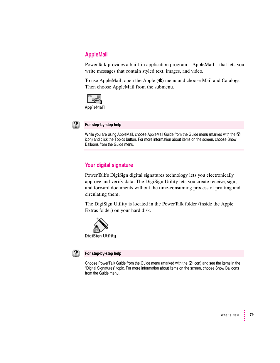 Applemail, Your digital signature | Apple Macintosh System 7.5 User Manual | Page 84 / 114
