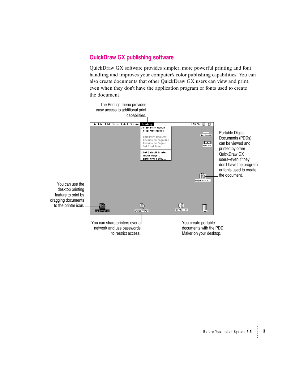 Quickdraw gx publishing software | Apple Macintosh System 7.5 User Manual | Page 9 / 114