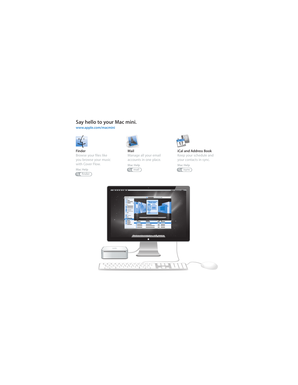 Say hello to your mac mini | Apple Mac mini (Late 2009) User Manual | Page 2 / 76