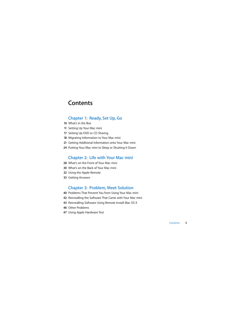 Apple Mac mini (Late 2009) User Manual | Page 5 / 76