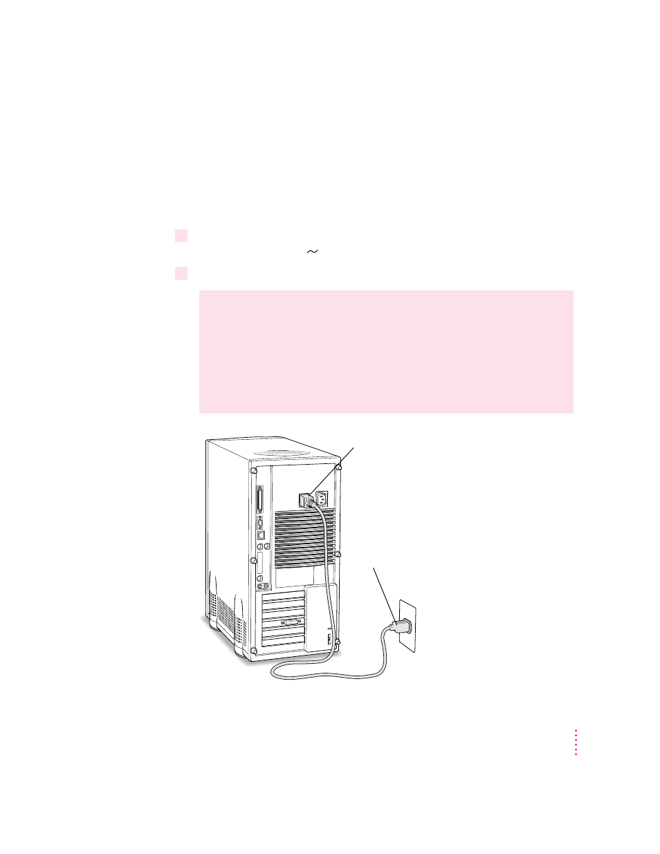 Plugging in the computer | Apple Power Macintosh 9500 Series User Manual | Page 13 / 166