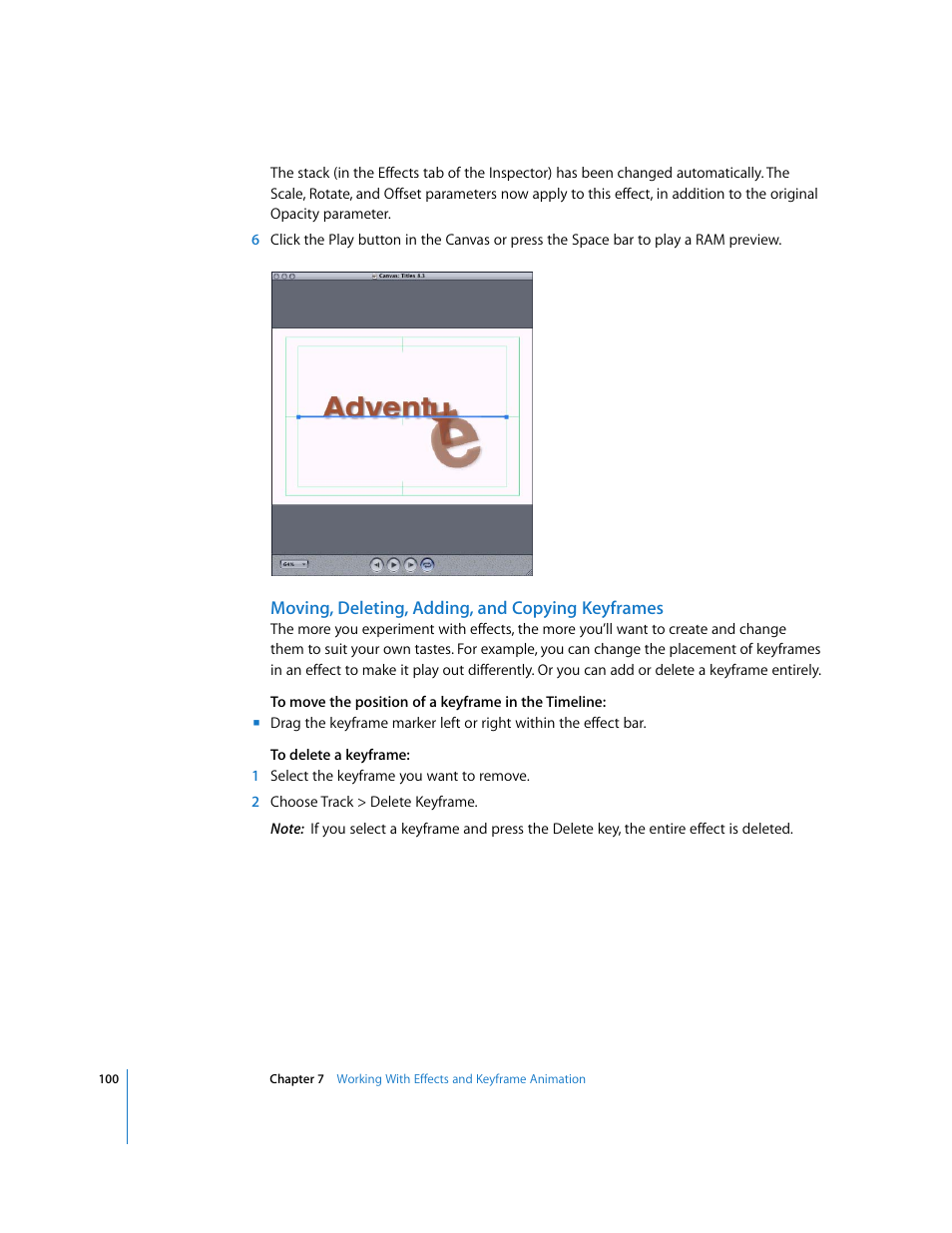 Moving, deleting, adding, and copying keyframes | Apple LiveType 2 User Manual | Page 100 / 157