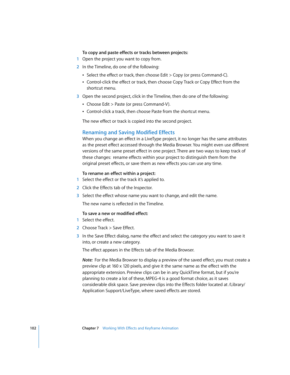 Renaming and saving modified effects | Apple LiveType 2 User Manual | Page 102 / 157