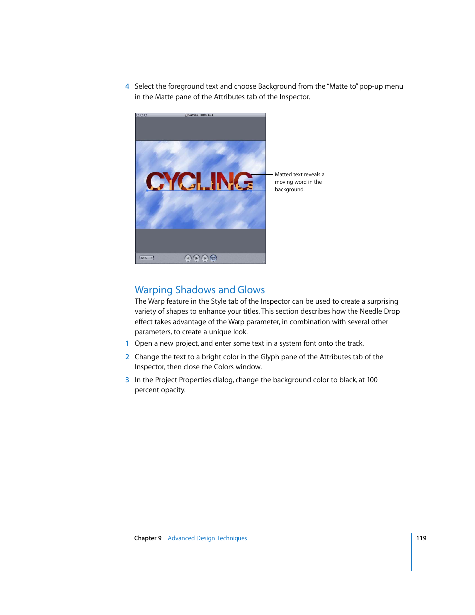 Warping shadows and glows | Apple LiveType 2 User Manual | Page 119 / 157