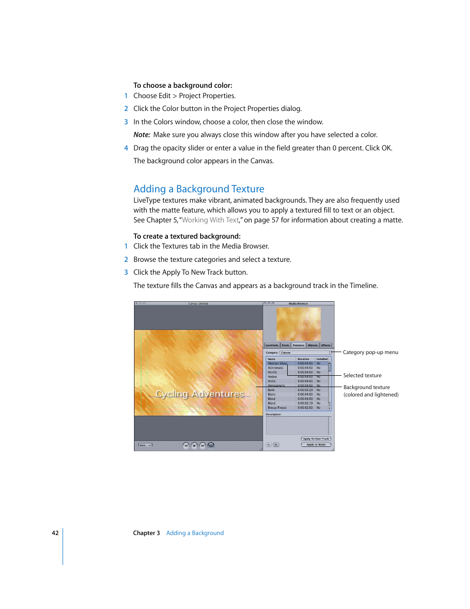 Adding a background texture | Apple LiveType 2 User Manual | Page 42 / 157