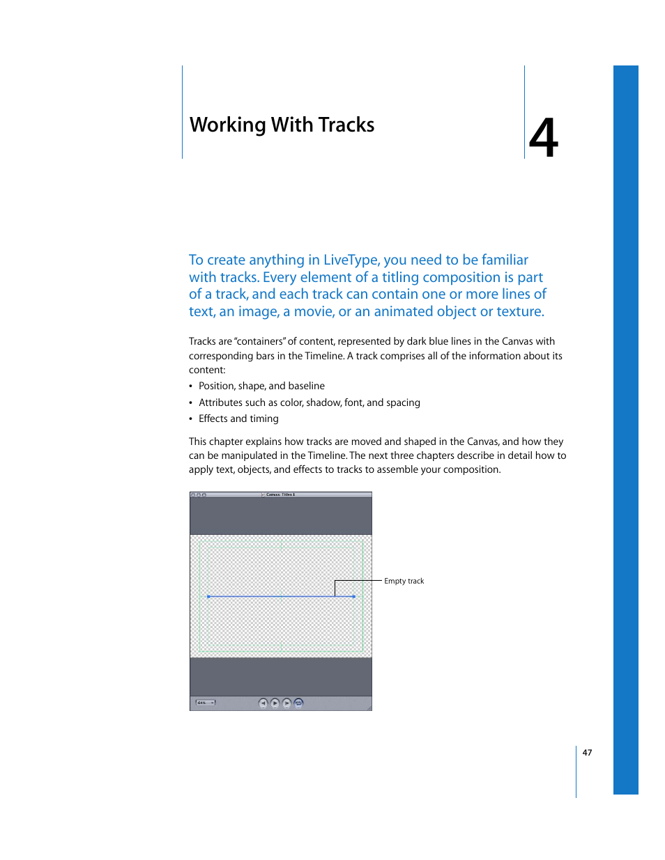 Working with tracks, Chapter 4 | Apple LiveType 2 User Manual | Page 47 / 157