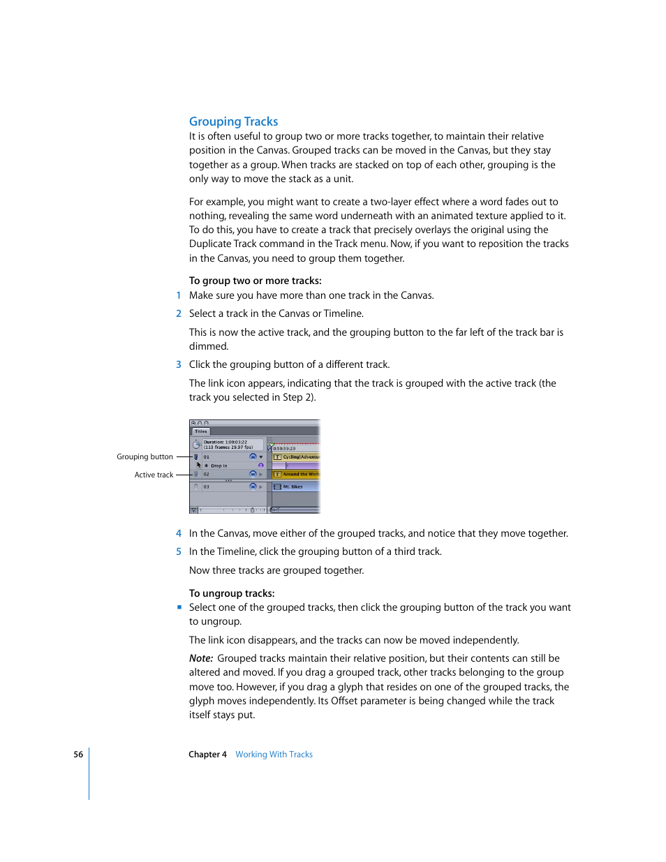 Grouping tracks | Apple LiveType 2 User Manual | Page 56 / 157