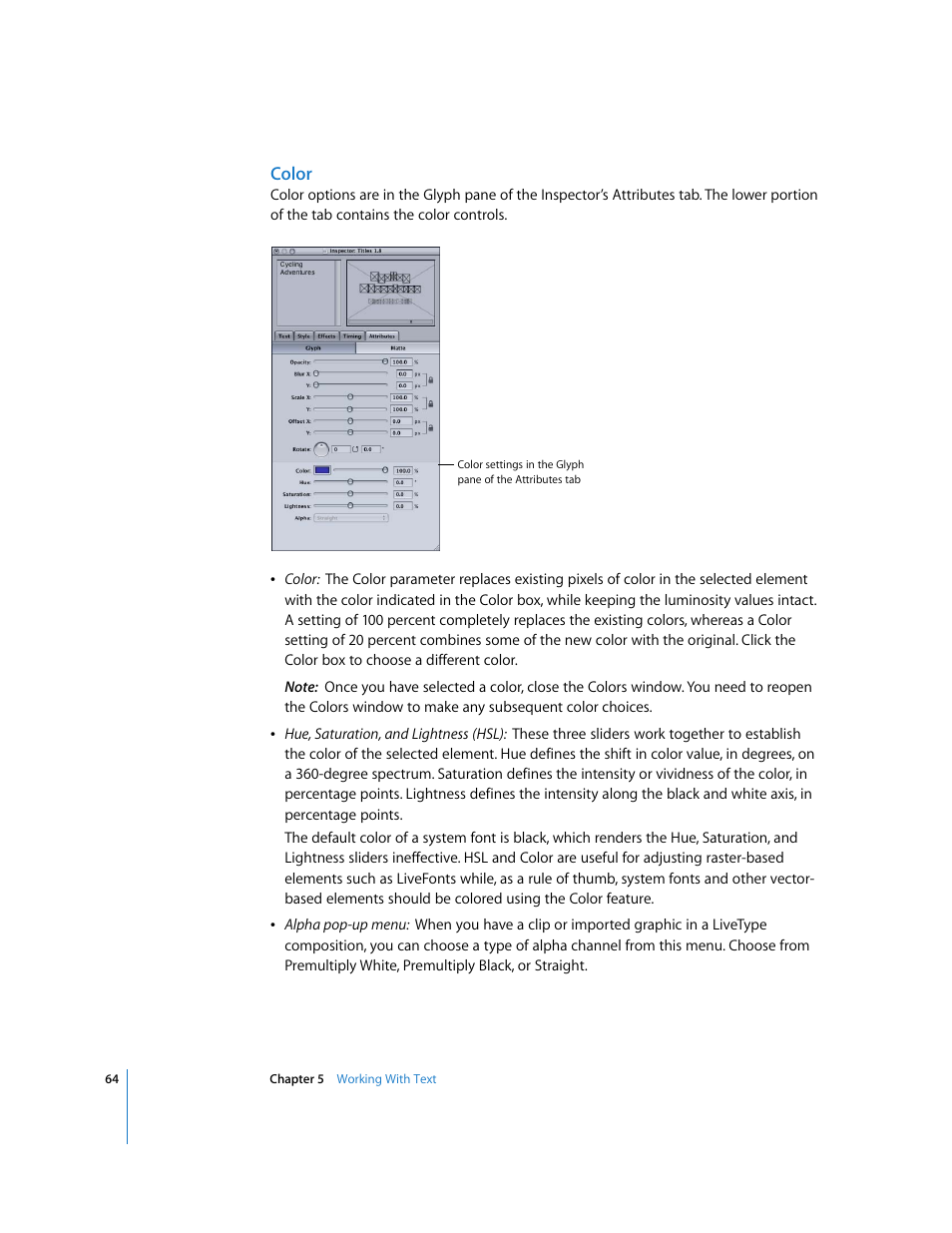 Color | Apple LiveType 2 User Manual | Page 64 / 157