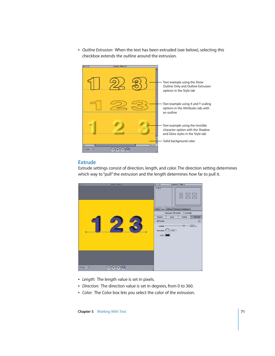 Extrude | Apple LiveType 2 User Manual | Page 71 / 157