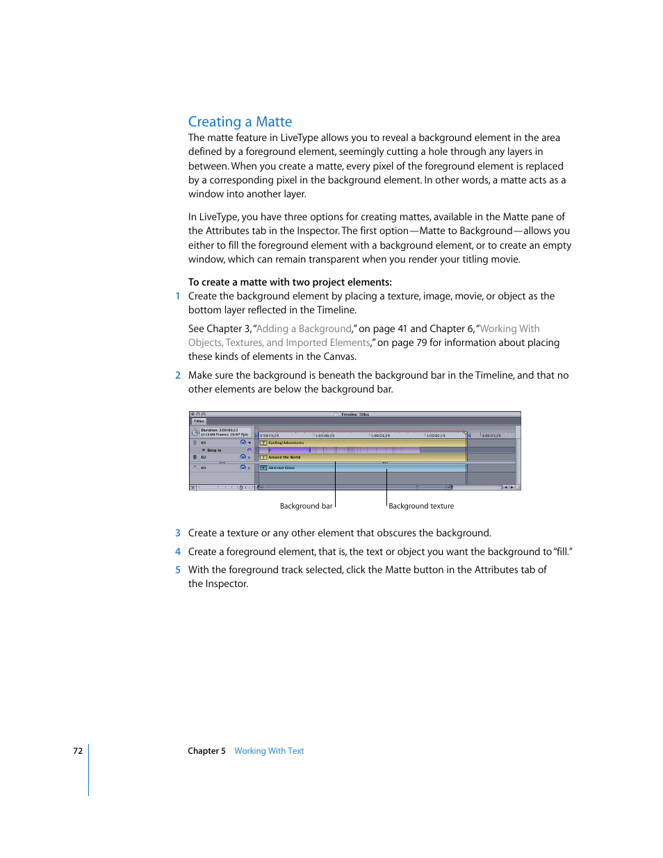 Creating a matte | Apple LiveType 2 User Manual | Page 72 / 157